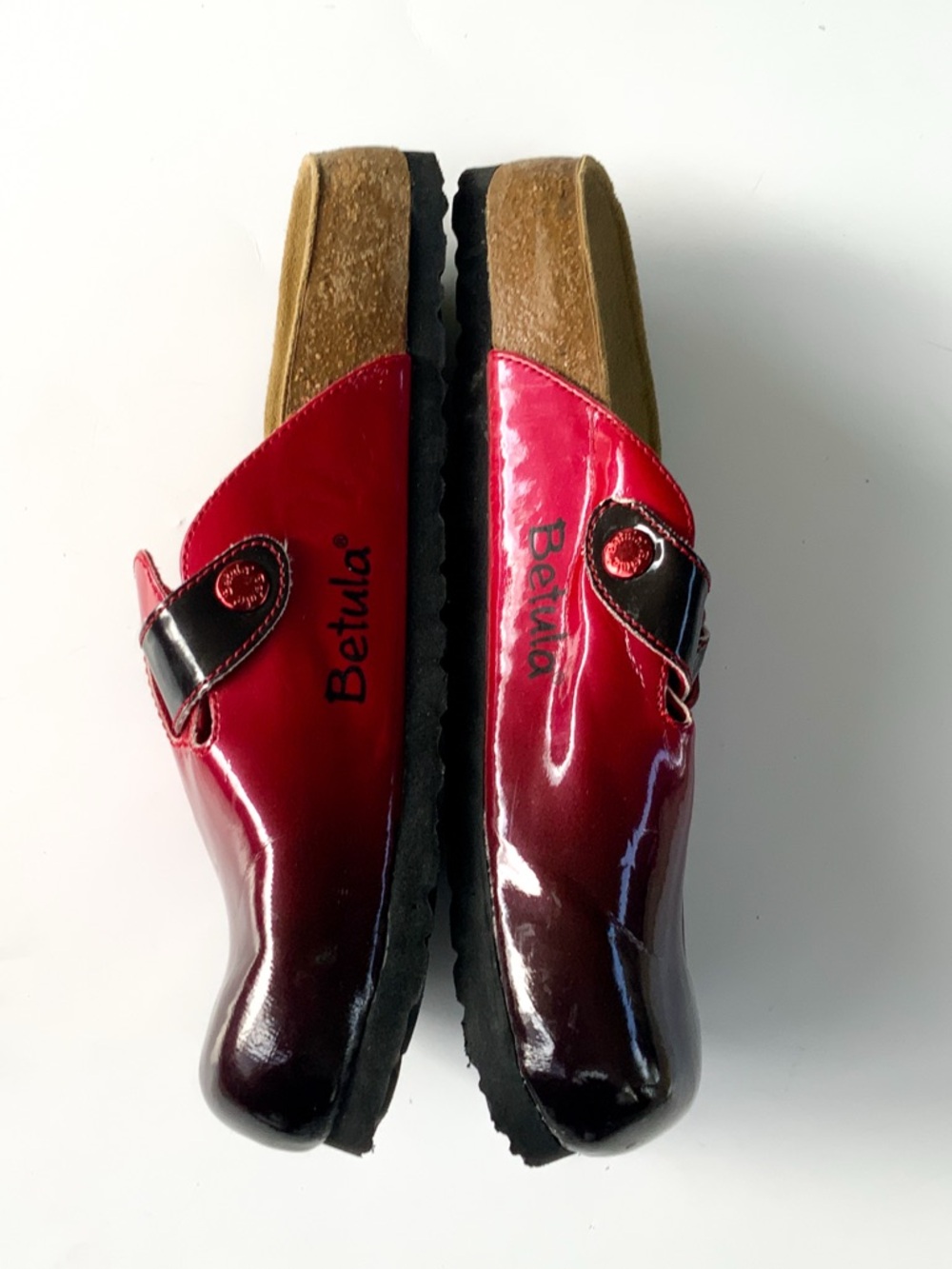Betula Birkenstock Red Patent Clogs Size 260 L9 M7 - Picture 4 of 5